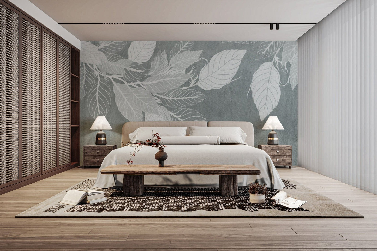 Elegant leaves wallpaper for interiors D147
