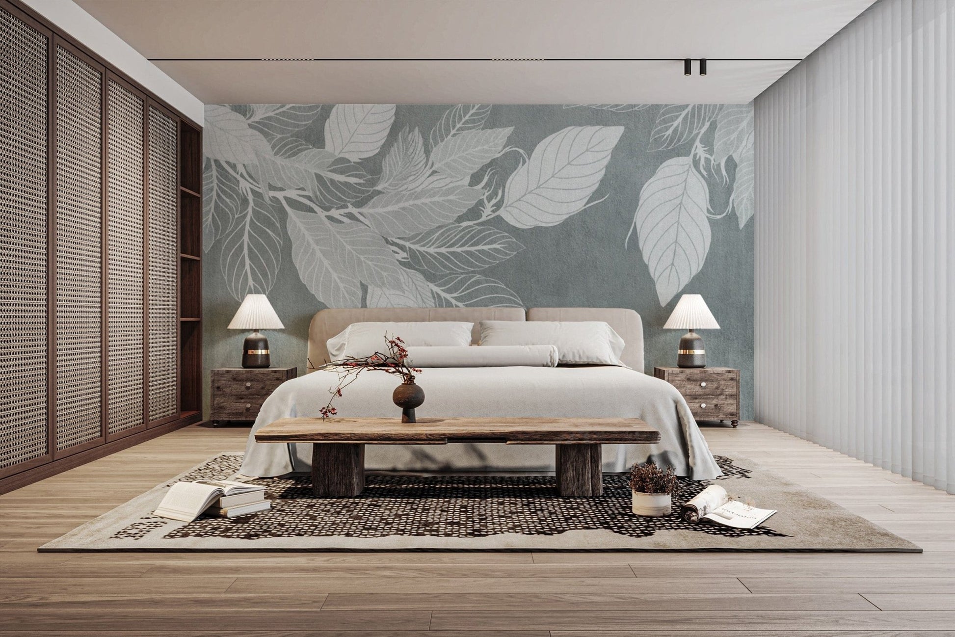 Elegant leaves wallpaper for interiors D147
