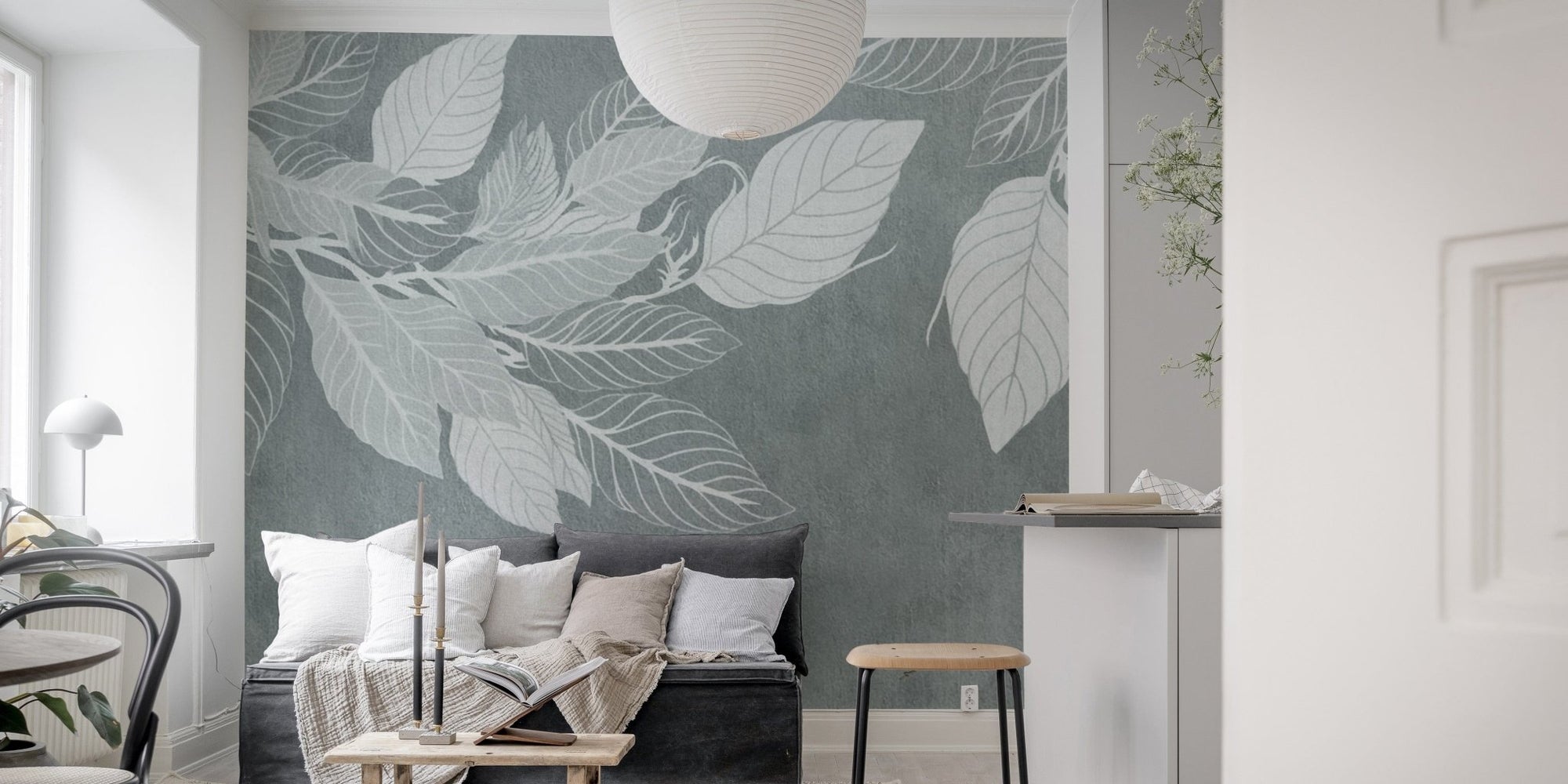Serene botanical leaves wallpaper design
 D147