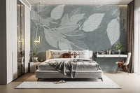 Subtle botanical leaf wallpaper design D147
