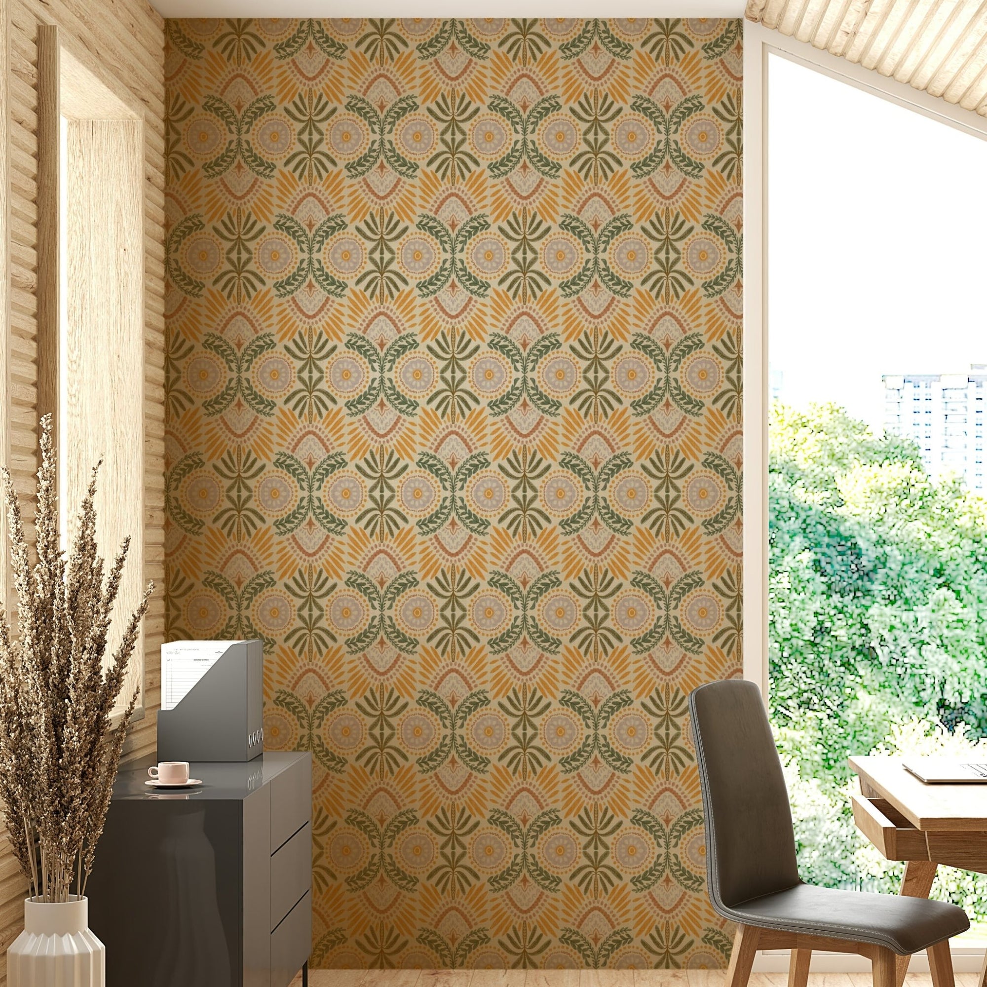 Wall mural with botanical leaf patterns, GD988
