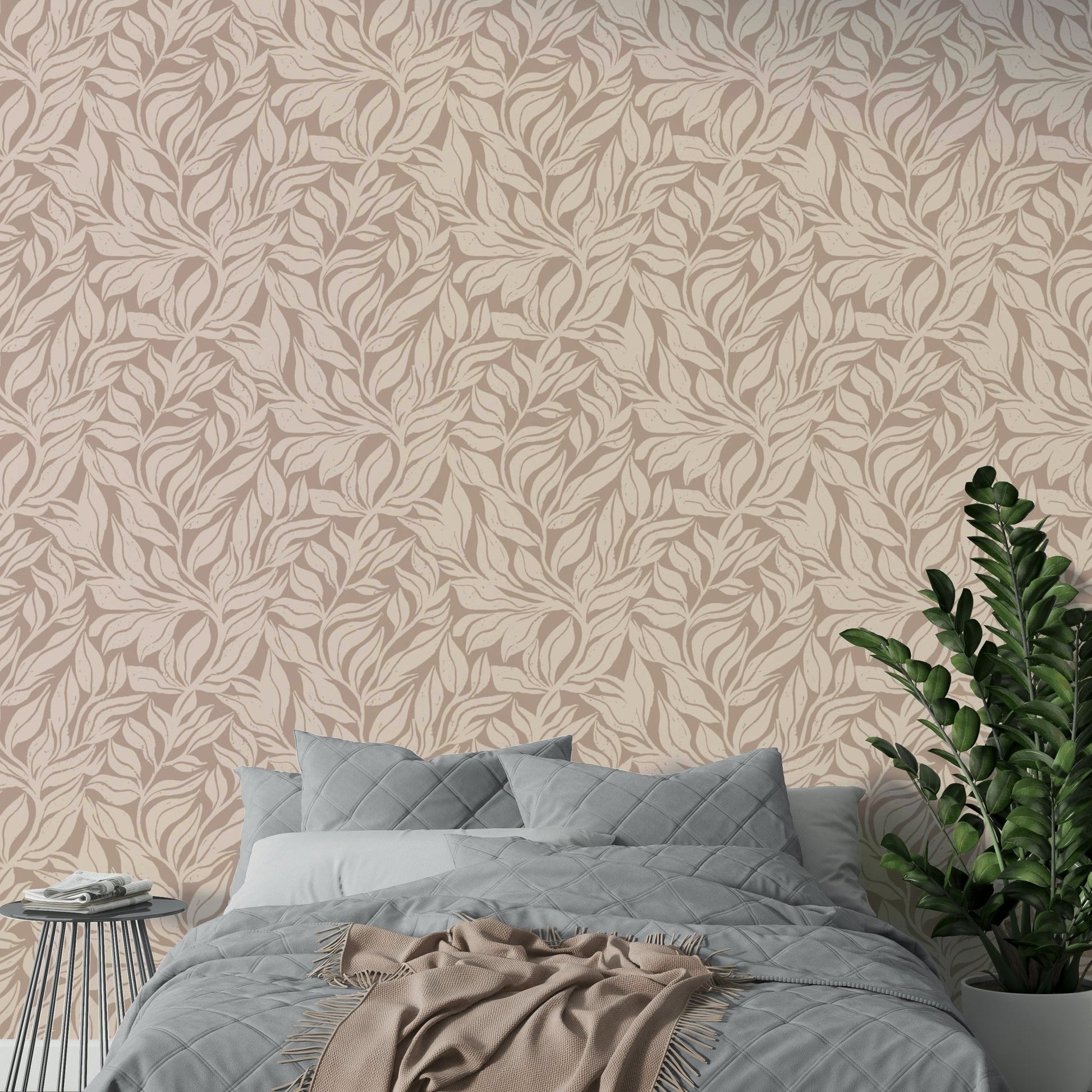 Fresh green botanical wallpaper for a peaceful ambiance.

