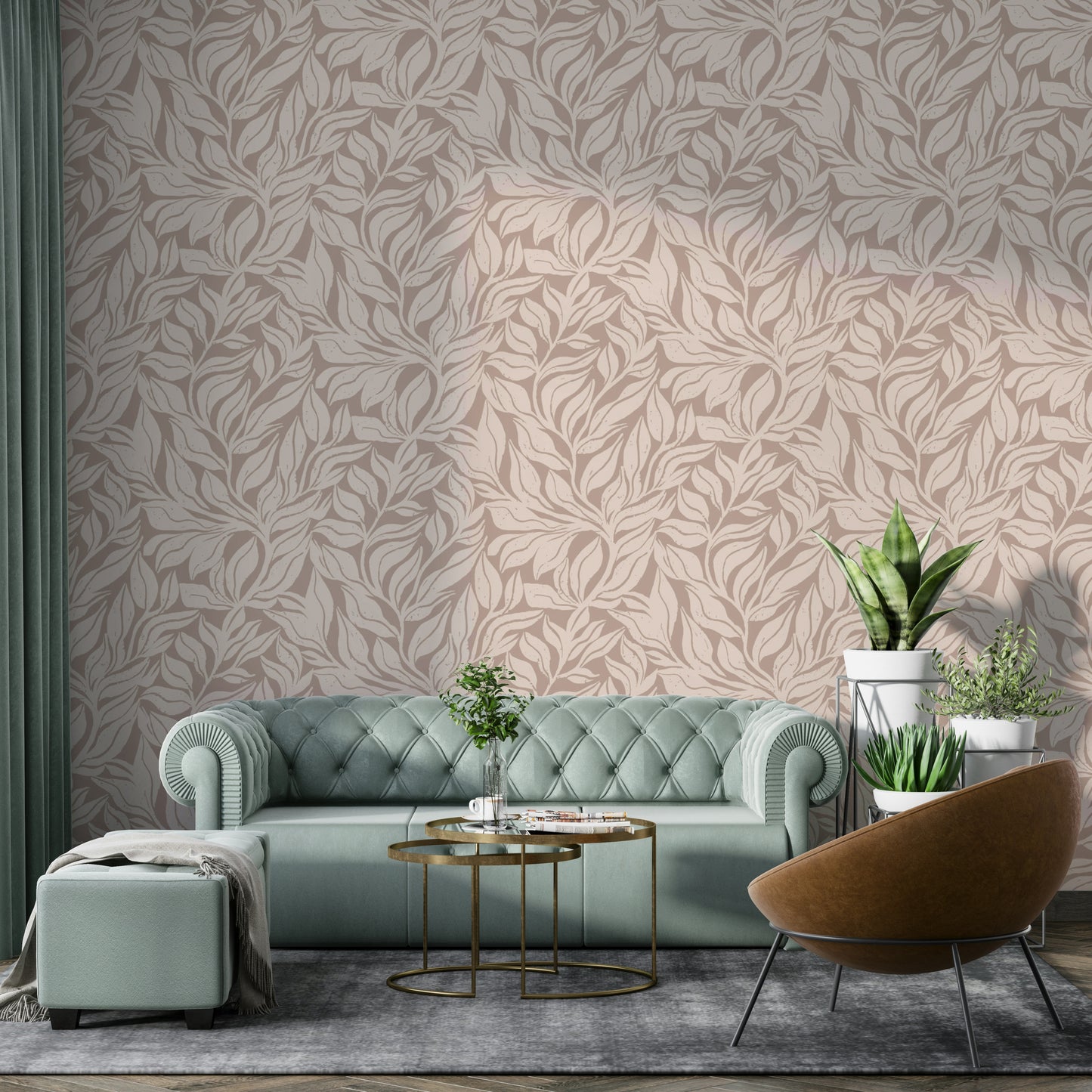 Natural botanical wallpaper for a calm, fresh look.

