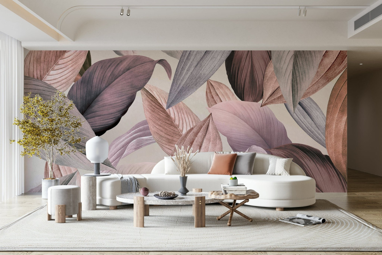 Calm and peaceful botanical wall mural for interiors

