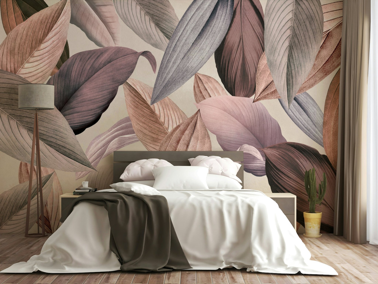 Serene Botanicals Wall Mural in lush green tones


