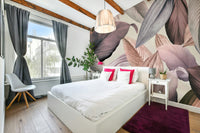 Beautiful botanical wall mural with calming greens

