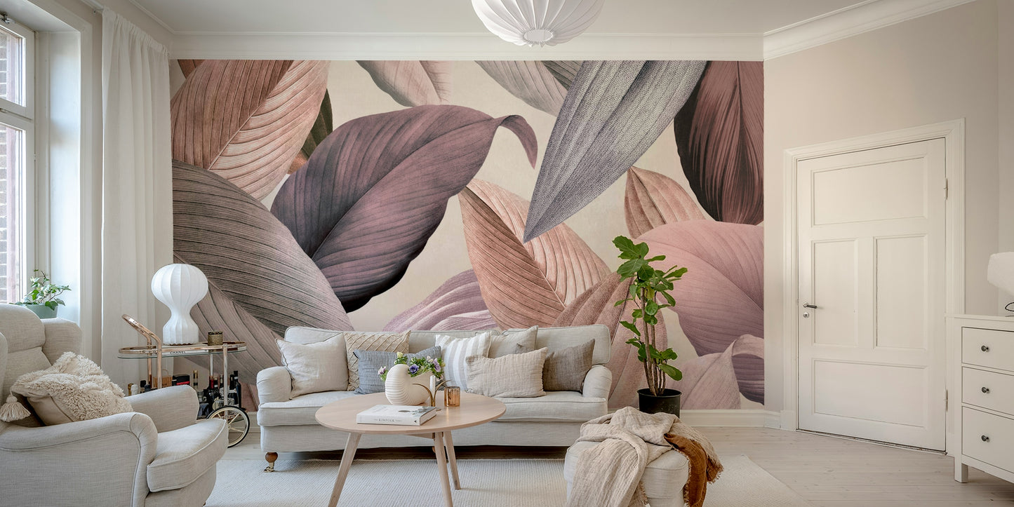 Nature-inspired botanical wall mural for peaceful ambiance

