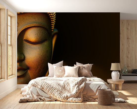 Serene Buddha Sculpture Wallpaper Mural, B373