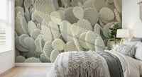 Natural green plant wallpaper mural for a peaceful nursery room.