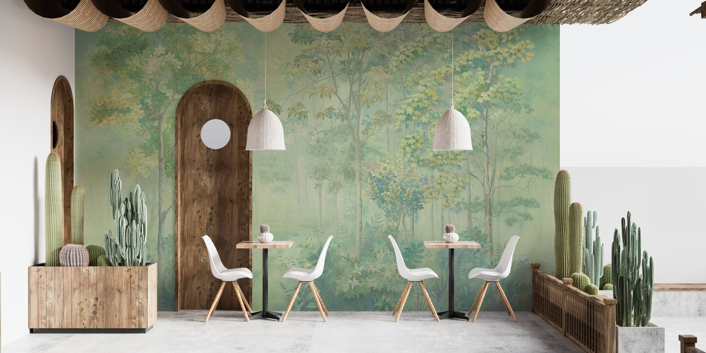 Elegant forest-themed wall mural design
