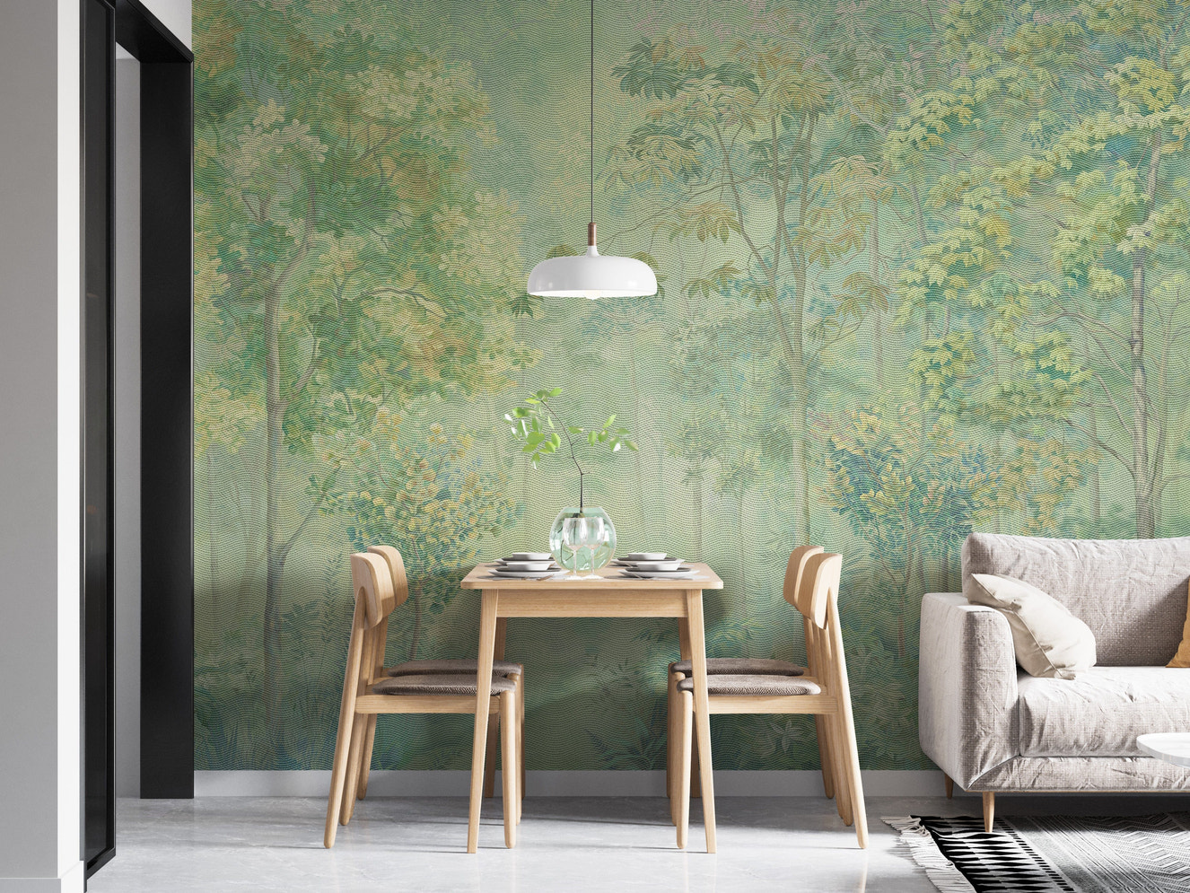 Serene Canopy Bliss forest wallpaper mural
