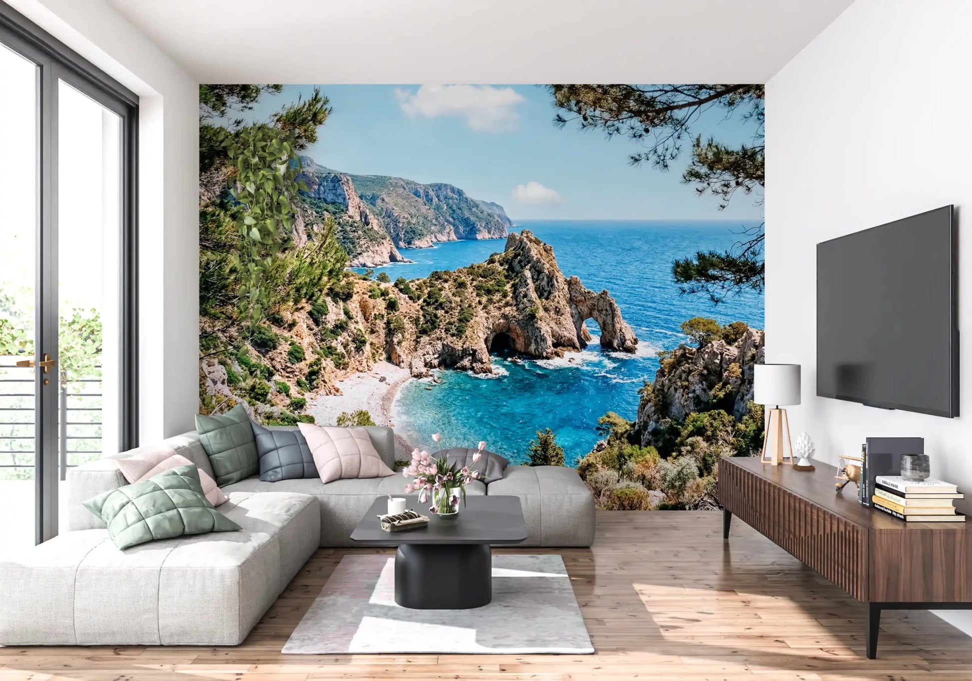 Serene Coastal Archway Wall Mural