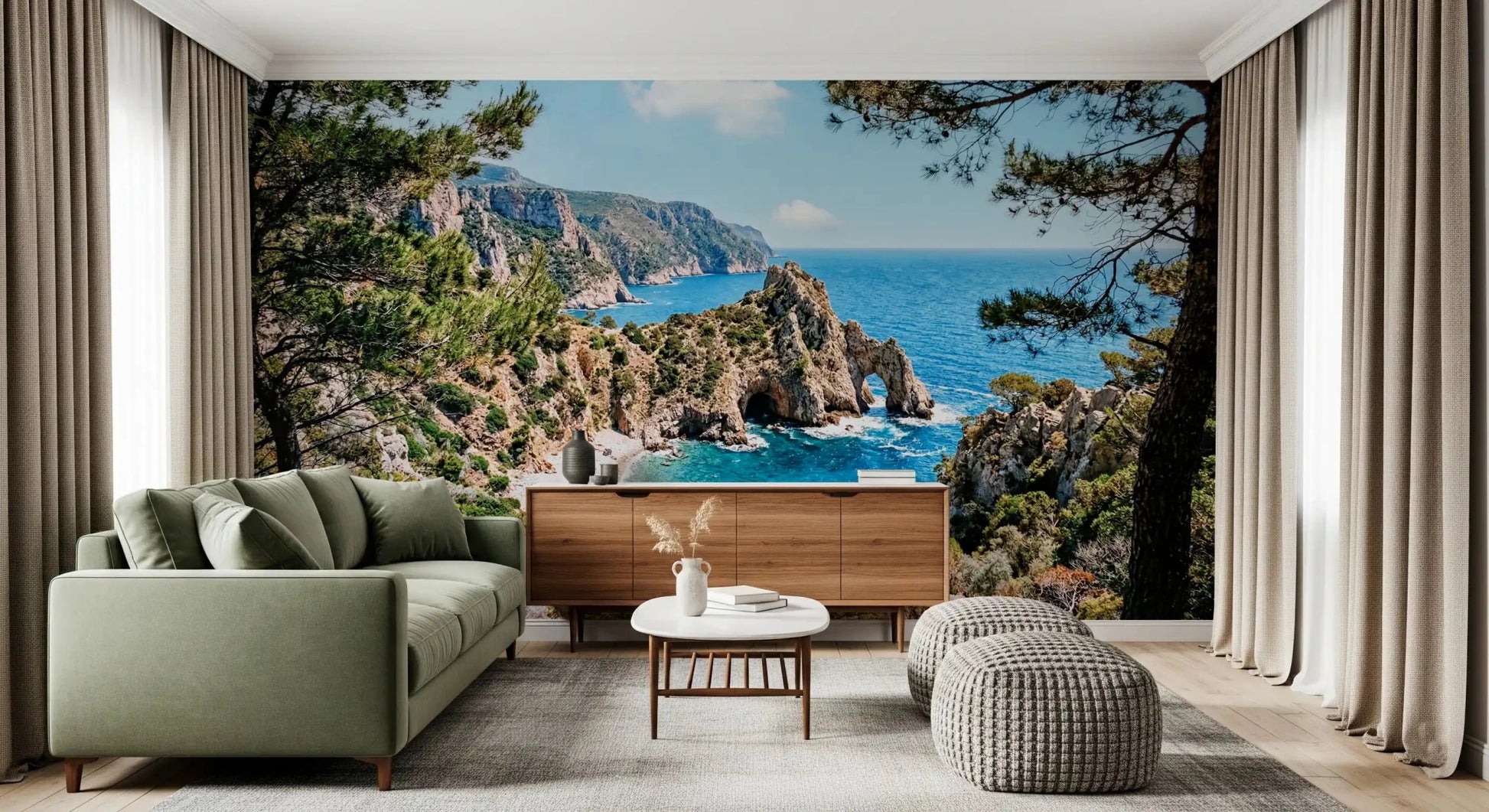 Serene Coastal Archway Wall Mural
