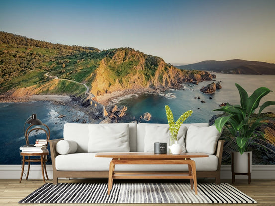 Serene Coastline Path Wall Mural with peaceful ocean views GD7323
