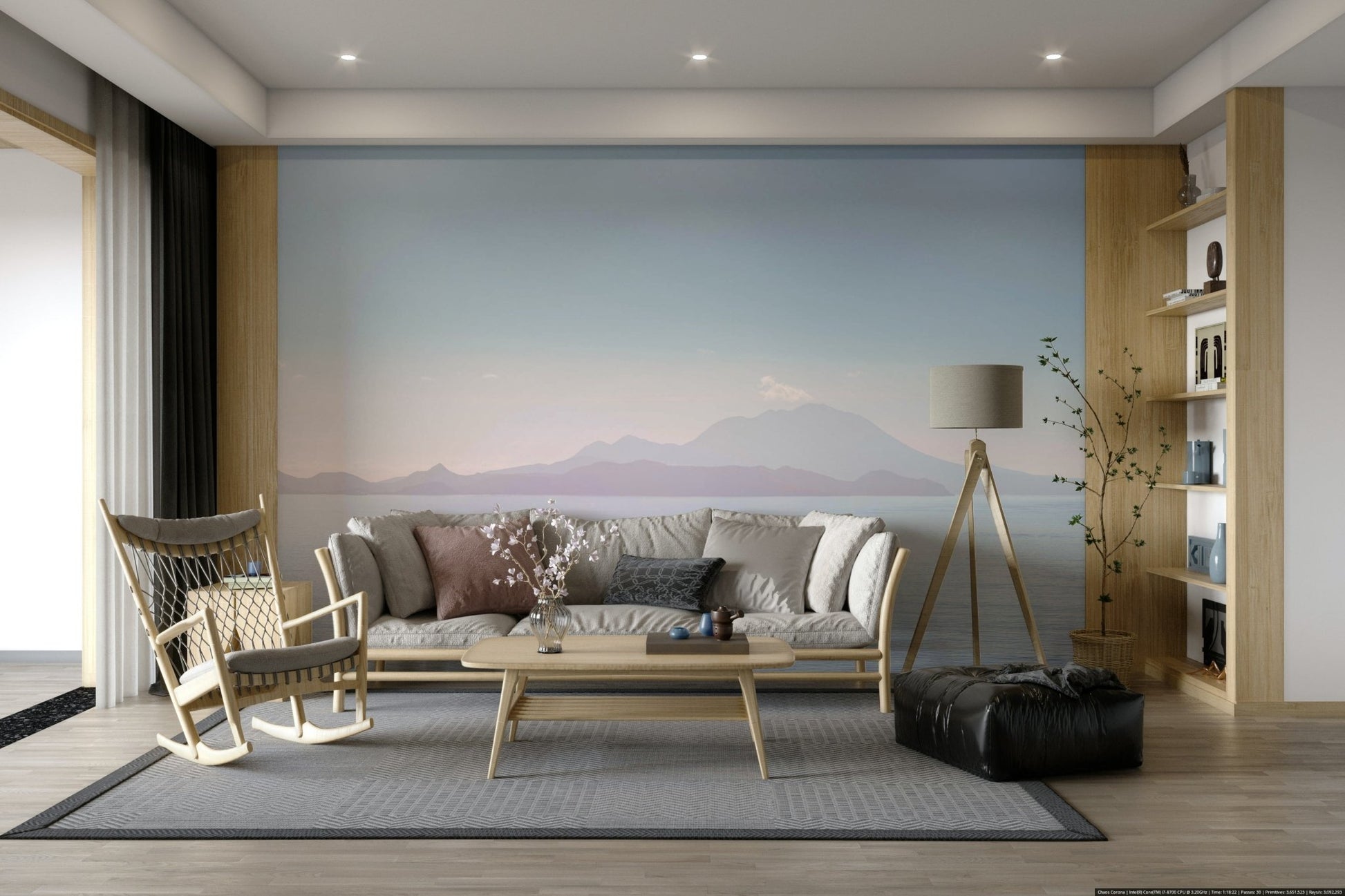 Expansive shoreline mural
