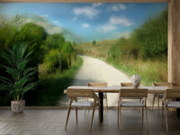 Serene Country Pathway Art Print | Tranquil Landscape Photography Wall Mural