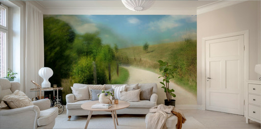 Serene Country Pathway Art Print | Tranquil Landscape Photography Wall Mural
