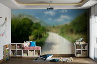 Serene Country Pathway Art Print | Tranquil Landscape Photography Wall Mural