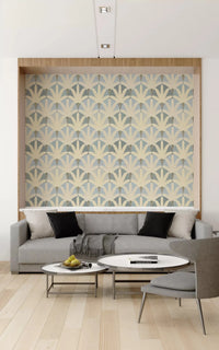 Neutral tones blend in Serene Deco Foliage wallpaper design, GD9219