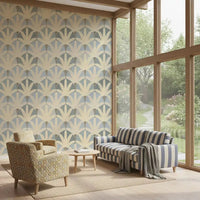 Balanced geometric foliage in Serene Deco Foliage wallpaper, GD9219