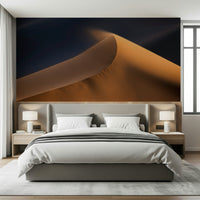 A beautiful serene desert wallpaper mural with subtle rising sun effect.