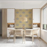 Delicate Flora subtle repeating wallpaper with warm creamy base.