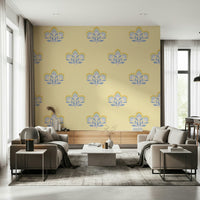 Serene Flora detailed motif mural, traditional style floral artwork.