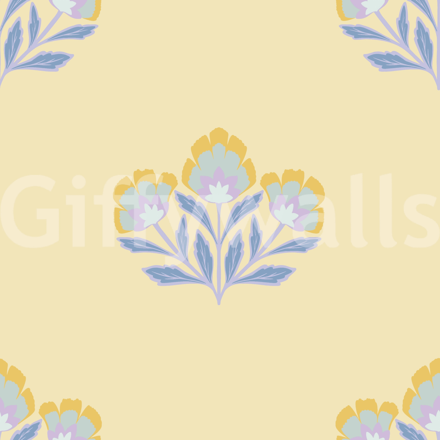 Serene Flora decorative repeated mural, small scale flower design.