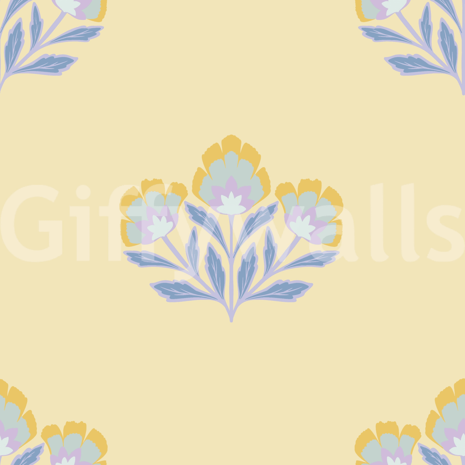 Serene Flora decorative repeated mural, small scale flower design.