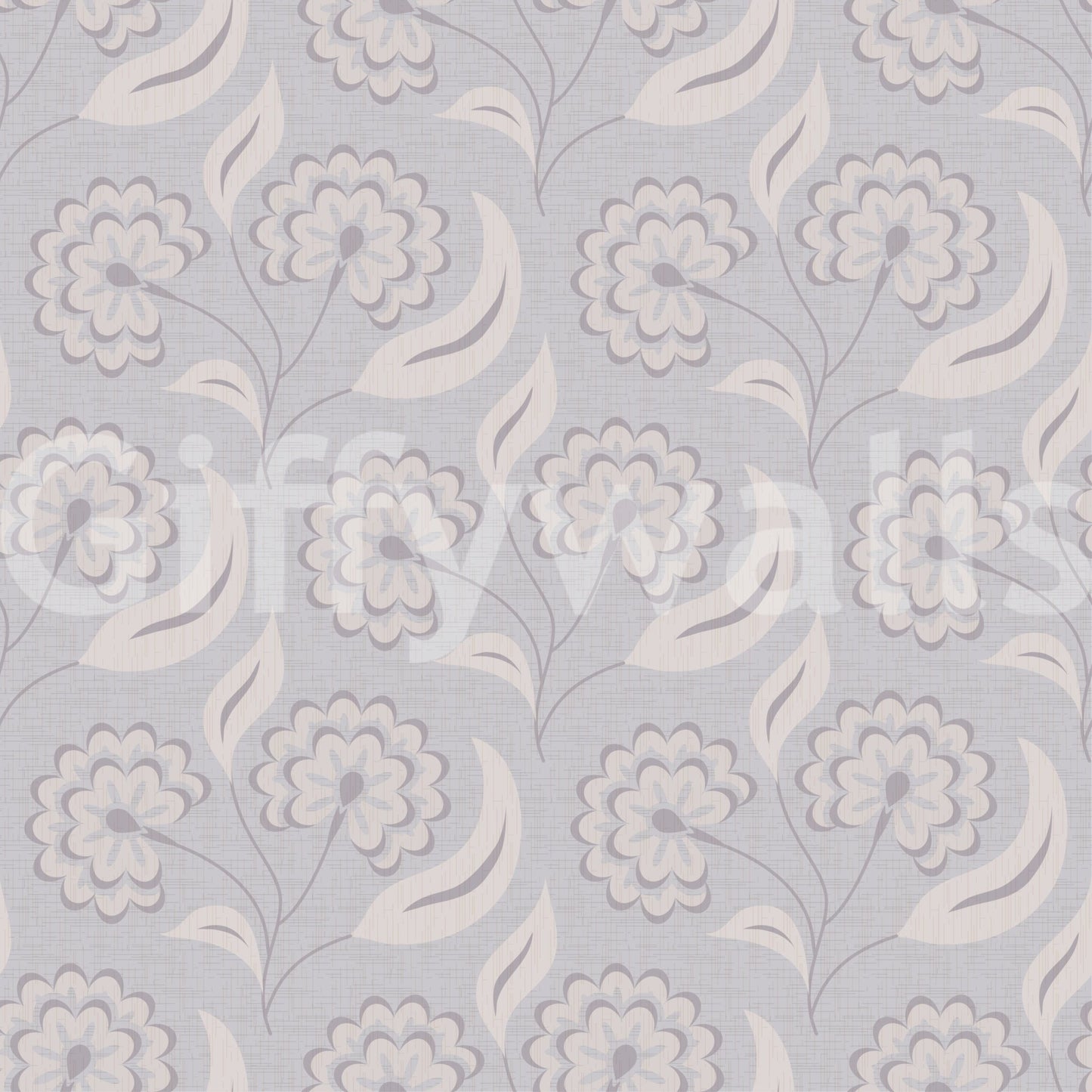 Repeating floral stems in Serene Floral Beige Wallpaper with gentle textured finish