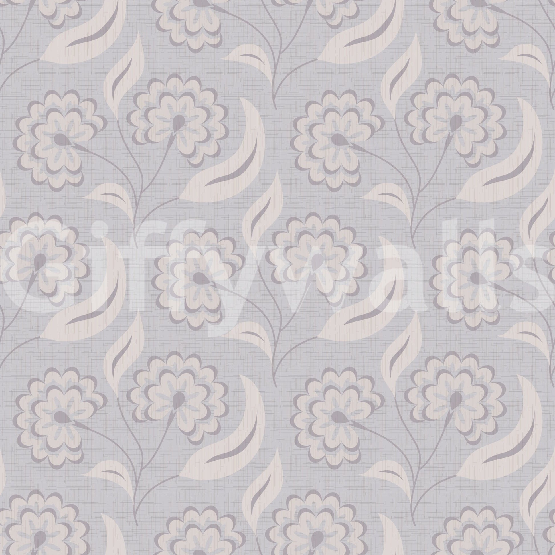 Repeating floral stems in Serene Floral Beige Wallpaper with gentle textured finish