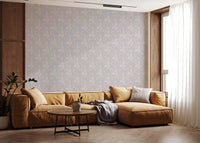 Relaxed living  view where Serene Floral Beige Wallpaper meets soft daylight