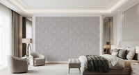 Soft-toned bedroom interior where Serene Floral Beige Wallpaper fills the backdrop