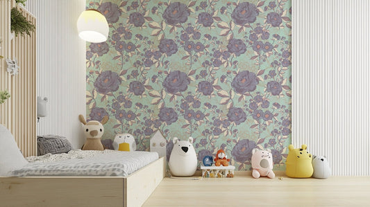 Seamless pattern of hand-drawn flowers and butterflies.


