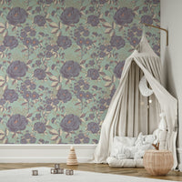 Design featuring botanical and insect motifs in an etched style.

