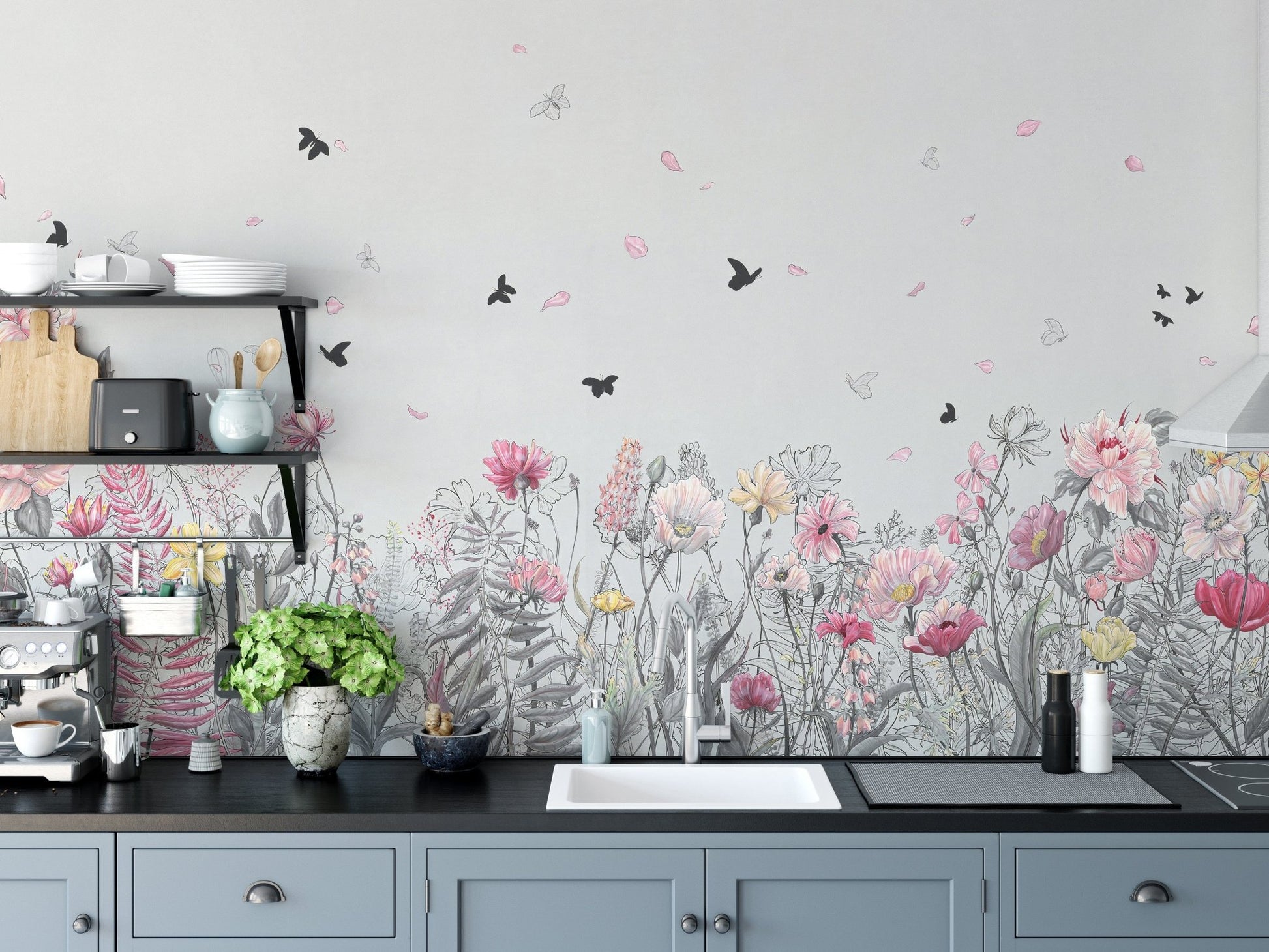 Serene Floral Orchard Wallpaper Murals - Giffywalls A310