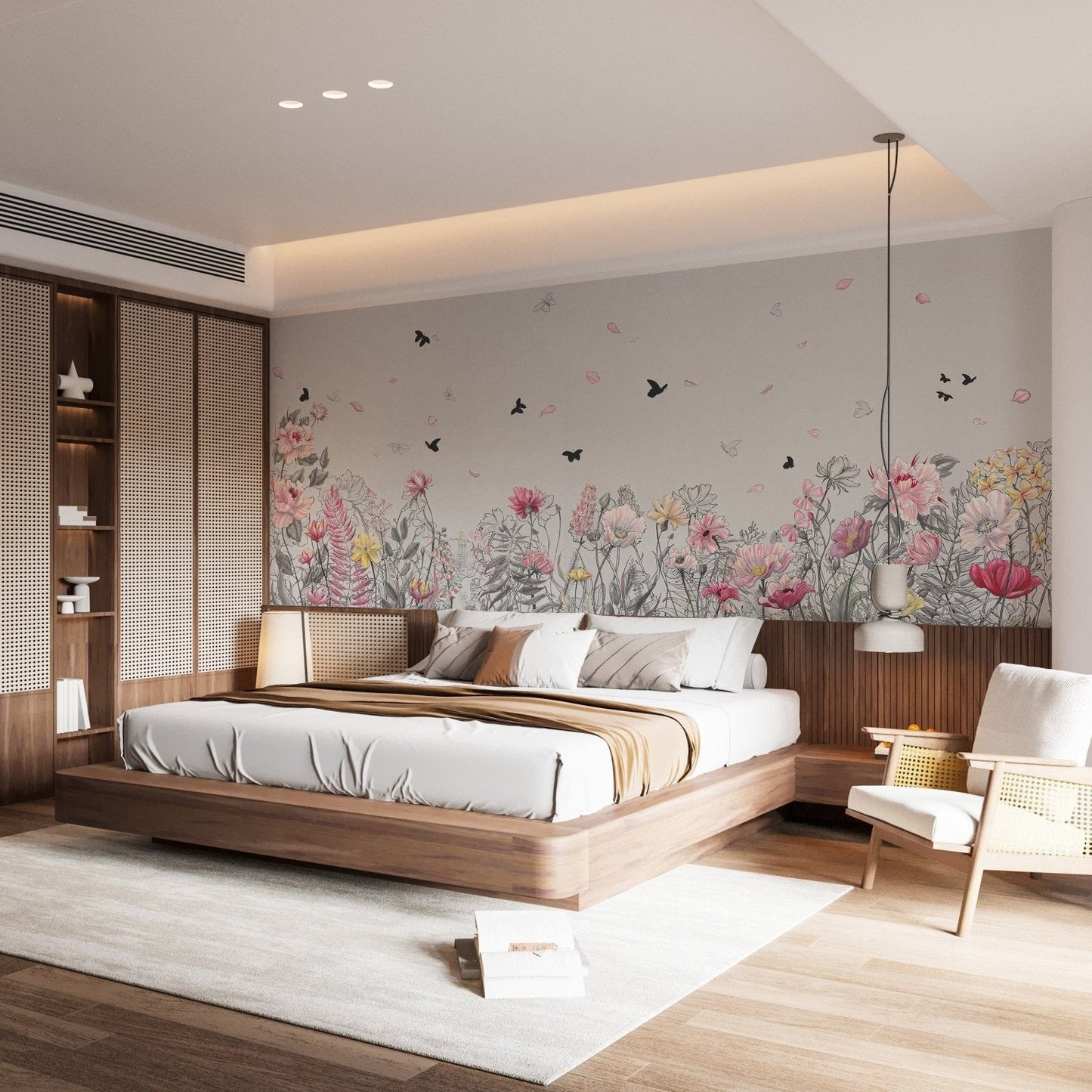 Serene floral orchard wallpaper murals for walls A310