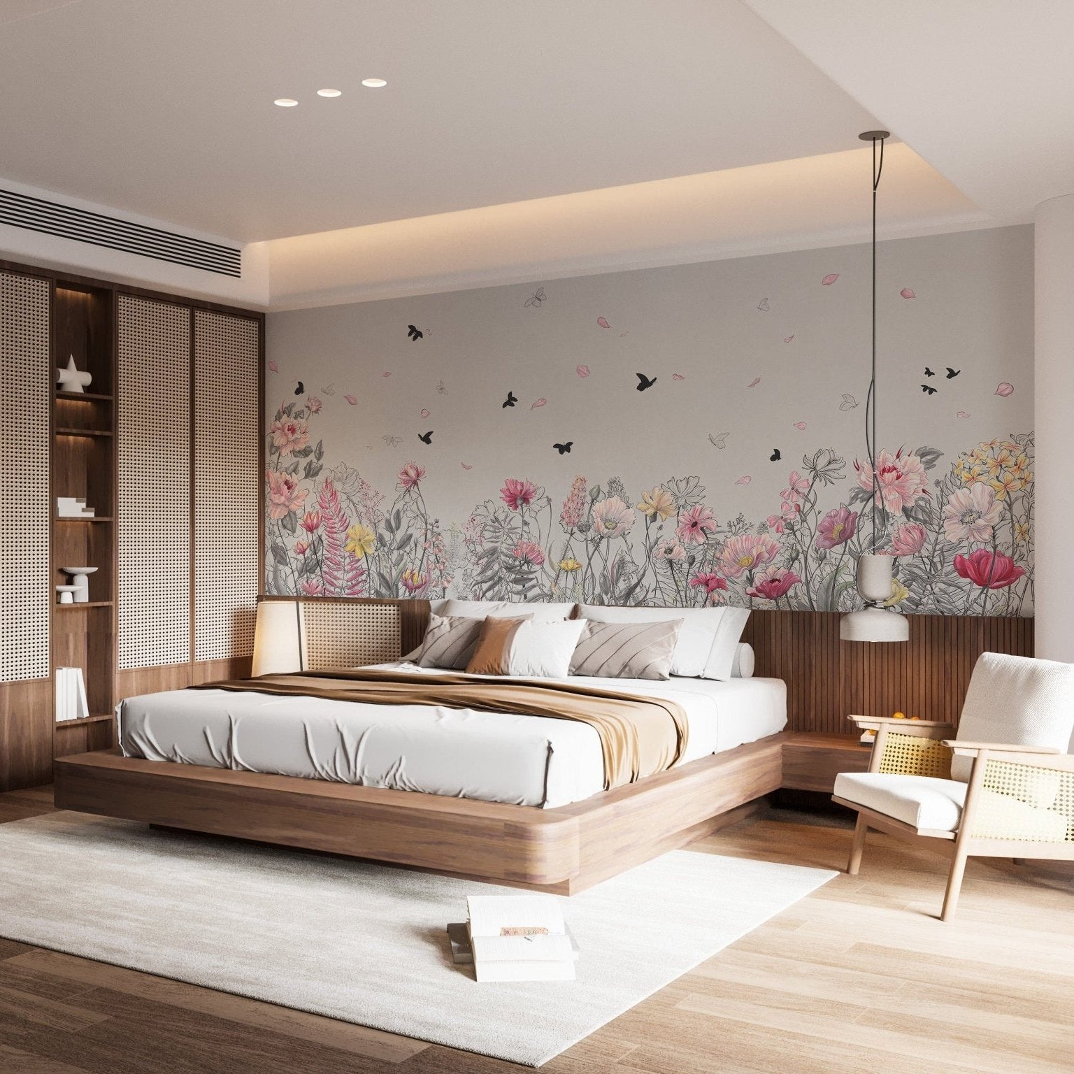 Serene floral orchard wallpaper murals for walls A310