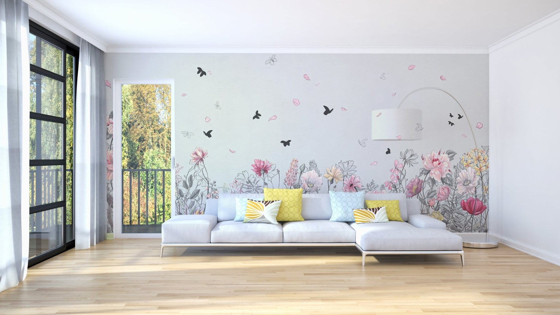 Serene Floral Orchard Wallpaper Murals - Giffywalls A310