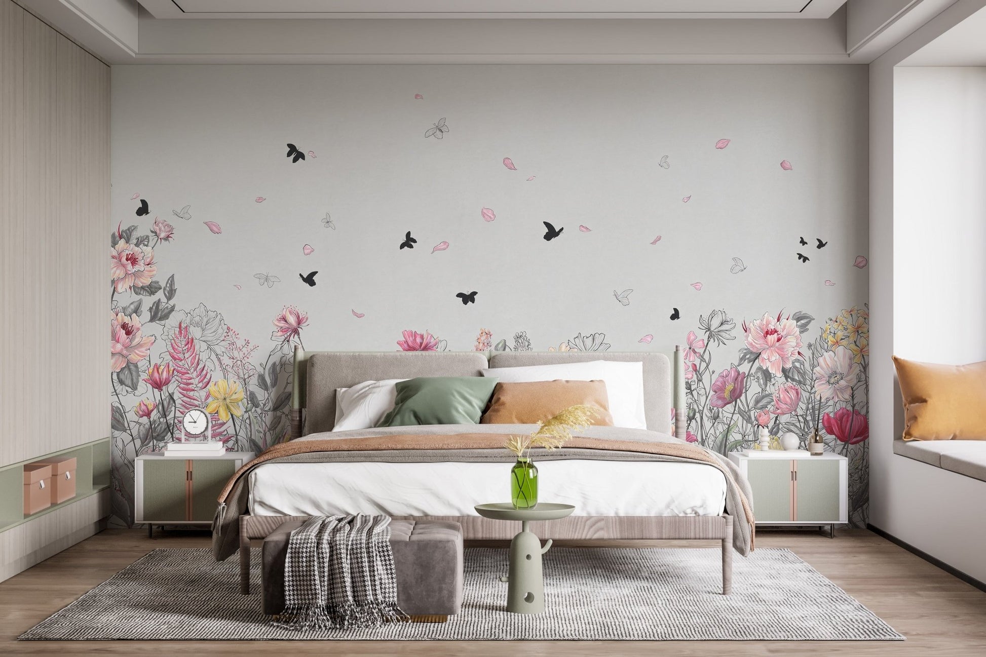 Elegant floral orchard wallpaper murals for rooms A310