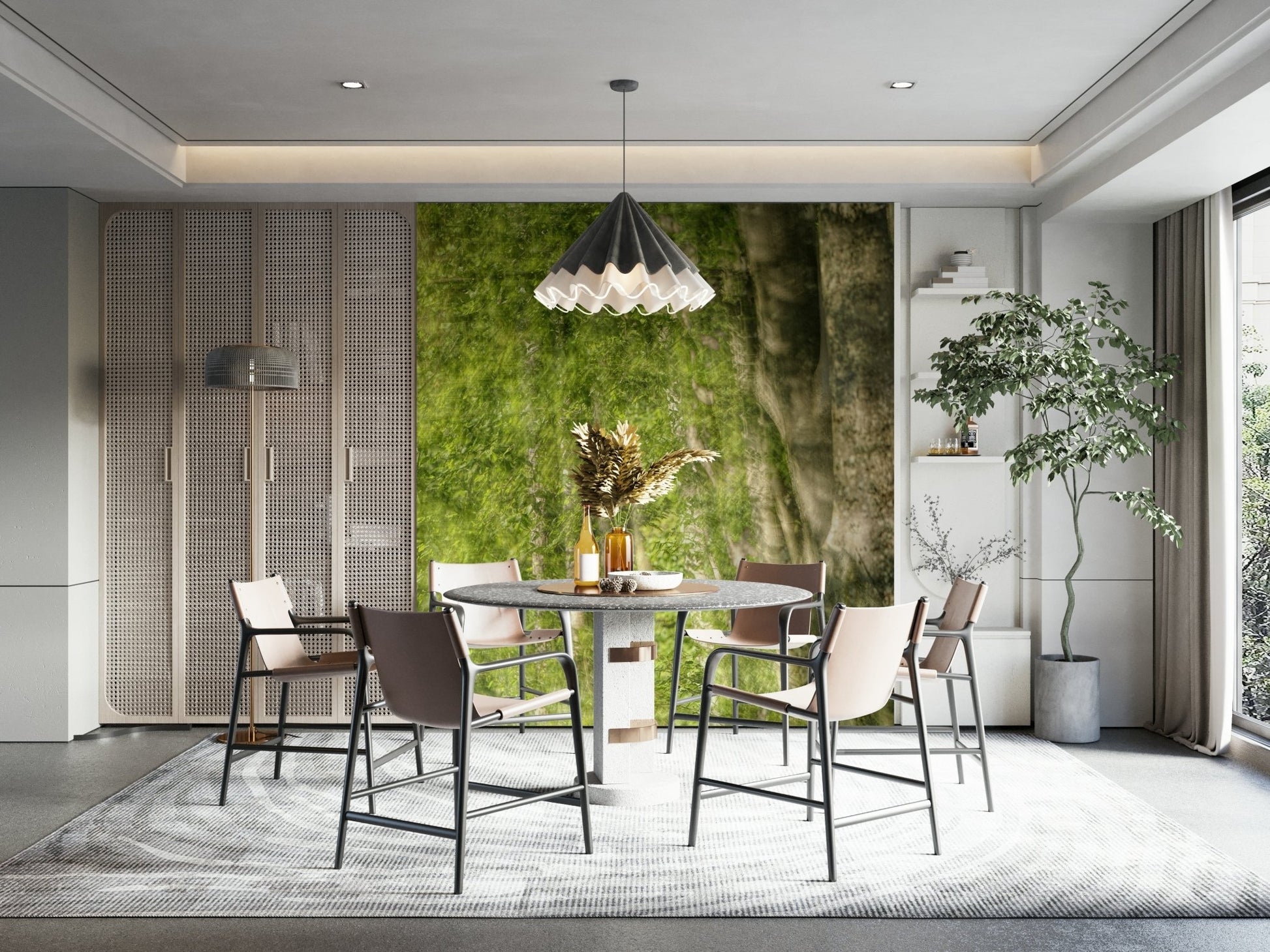 Lush green landscape.

