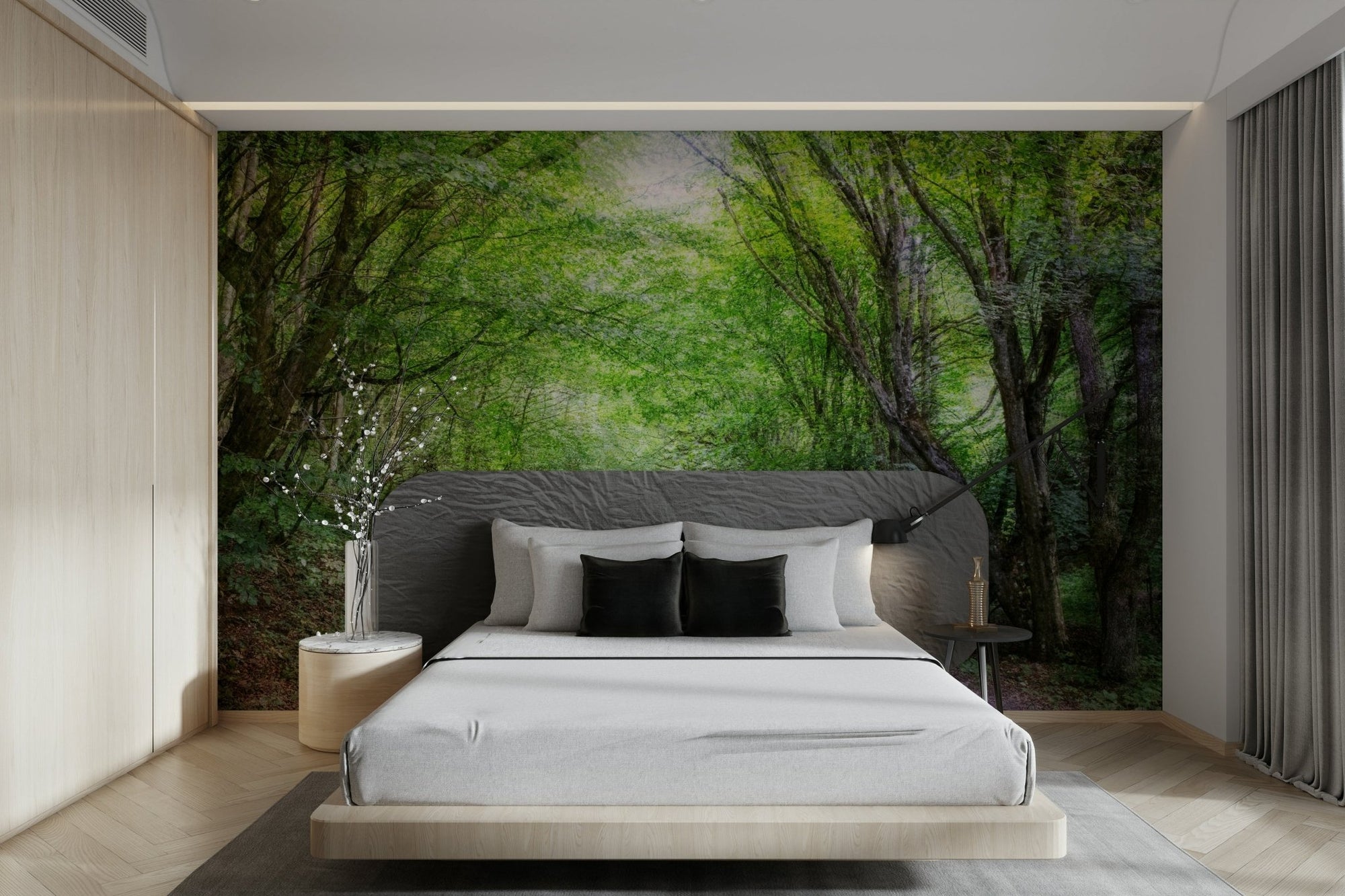 A wall mural of a serene forest pathway. GD2770

