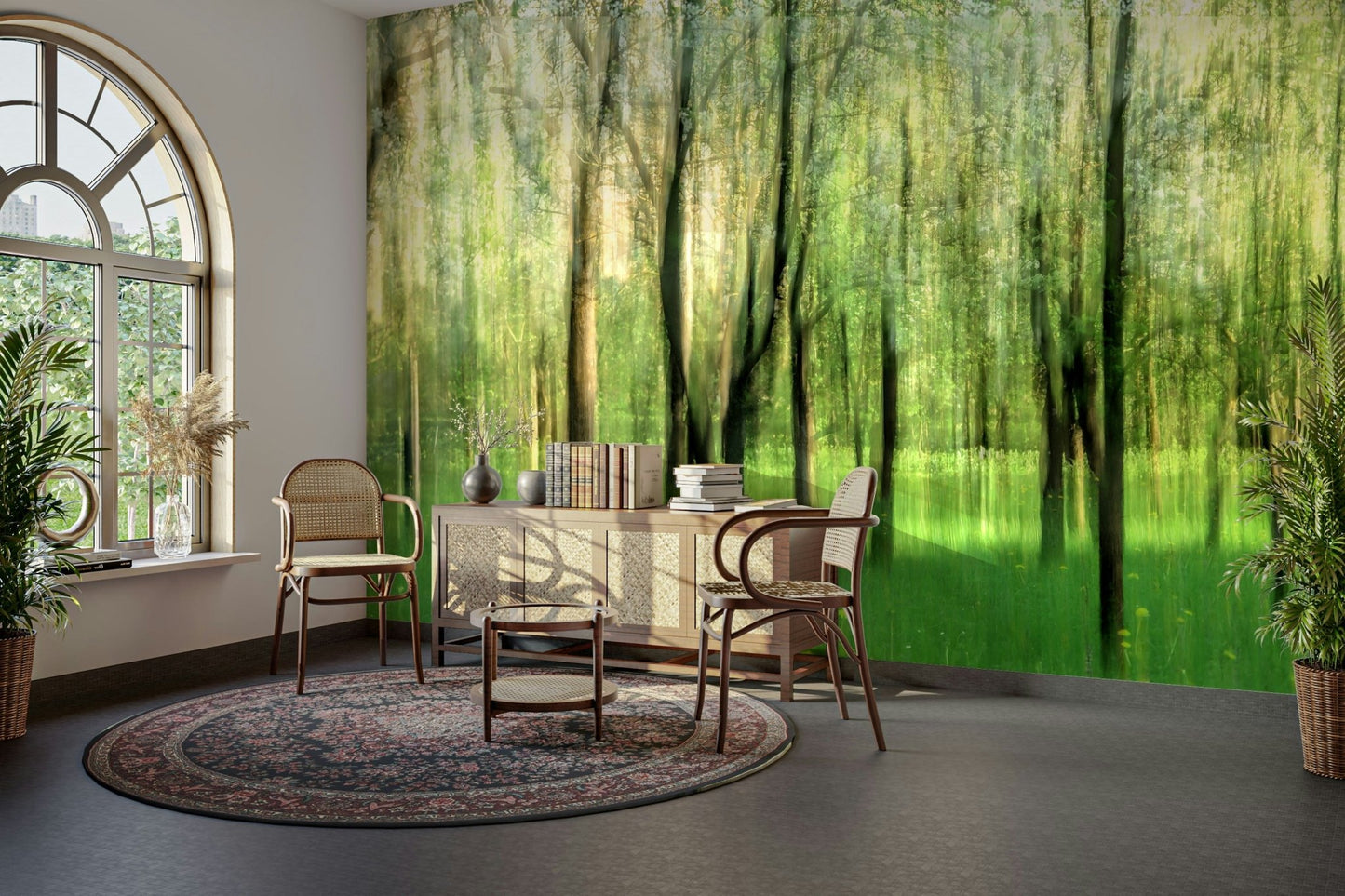A large-scale art print of a natural scene.

