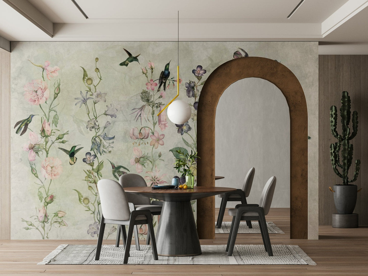 Lush garden wall mural bringing nature indoors

