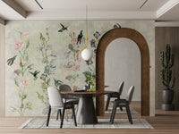 Lush garden wall mural bringing nature indoors

