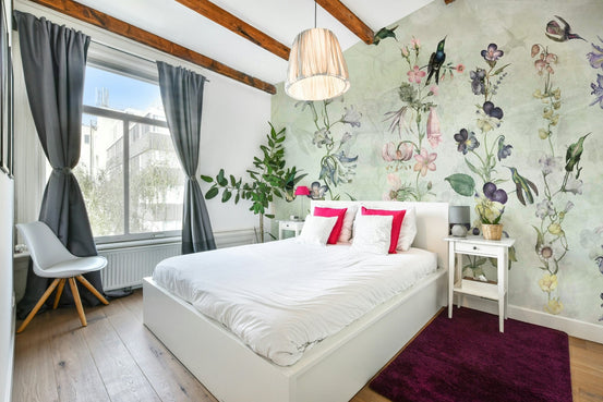 Serene garden escape wall mural with lush greenery, GD1264
