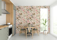 Tranquil garden landscape wallpaper for a serene room.

