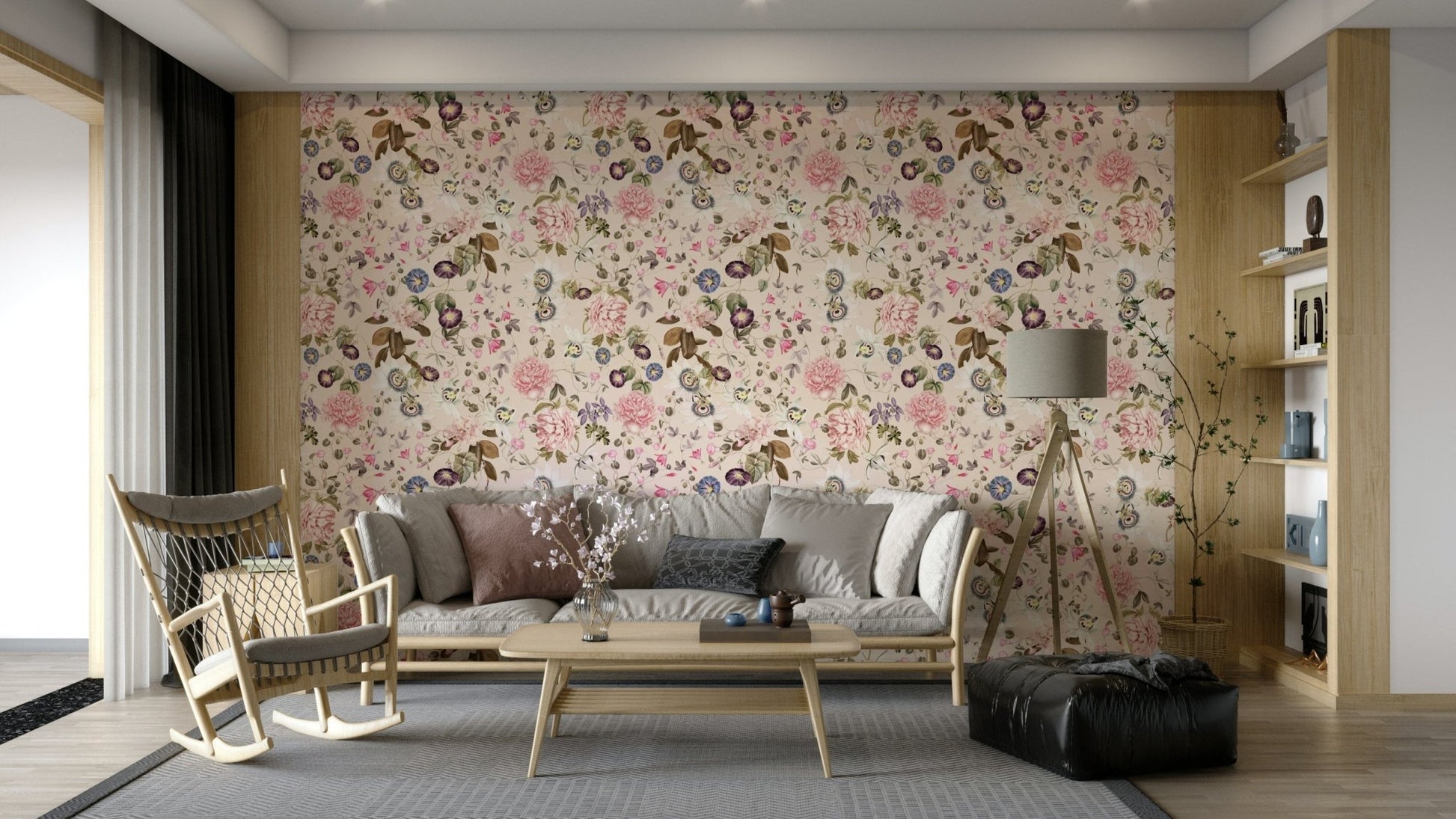 Greenery-filled garden escape wallpaper for peaceful vibes.

