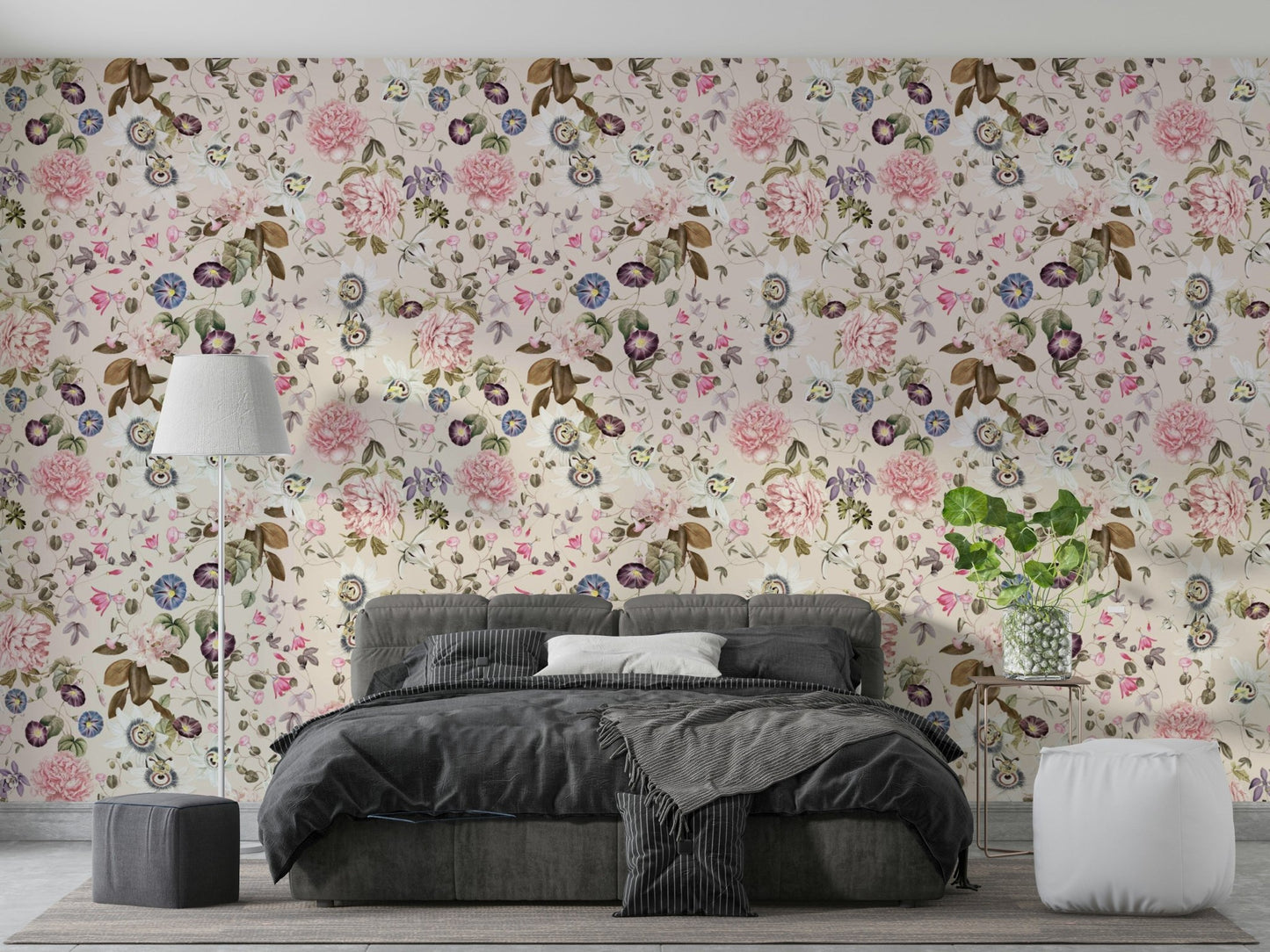 Serene garden escape wallpaper with lush greenery.

