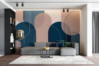 Modern Geometric Pink and Blue Design for Walls

